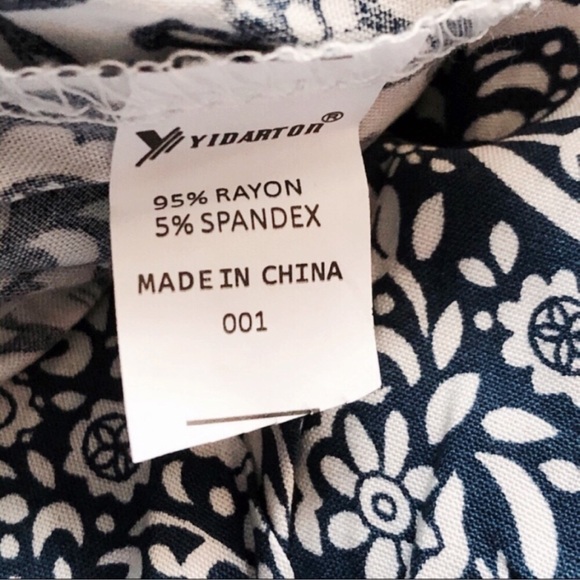 Strapless Ruffle Maxi Dress Size 16 XL Blue & White Rayon Print - Picture 13 of 16